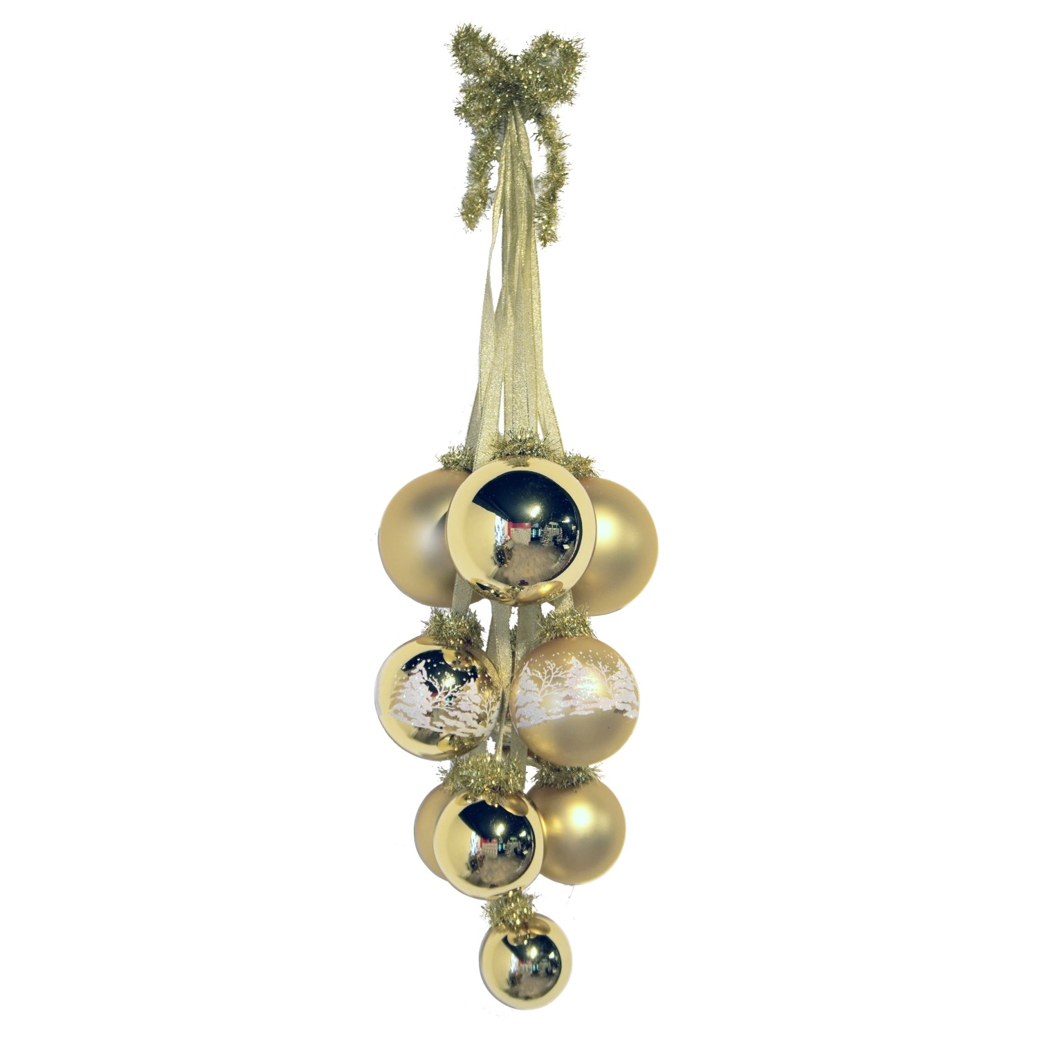 Krebs Glas Lauscha Weihnachtsornamente Kugelgehänge Gold 10-tlg. 27cm günstig online kaufen