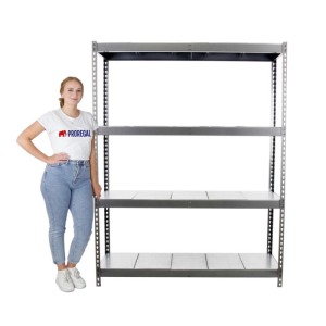 Graues PROREGAL Schwerlastregal Metal Yeti mit 4 Böden, 200x150x75 cm, Fachlast 400 kg.
