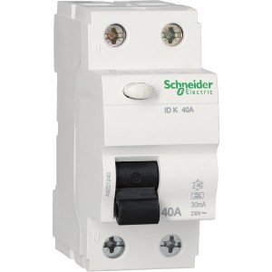Schneider Electric Fehlerstromschutzschalter, 2-polig, 40A, für erhöhte Sicherheit.