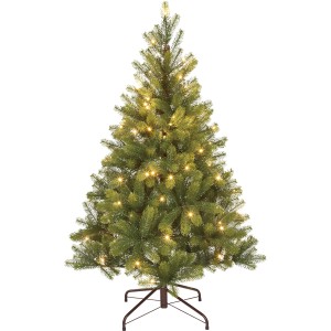 Grüne Kunsttanne Nagano (120cm) mit LED-Beleuchtung für eine stimmungsvolle Weihnachtsdeko im Innenbereich.