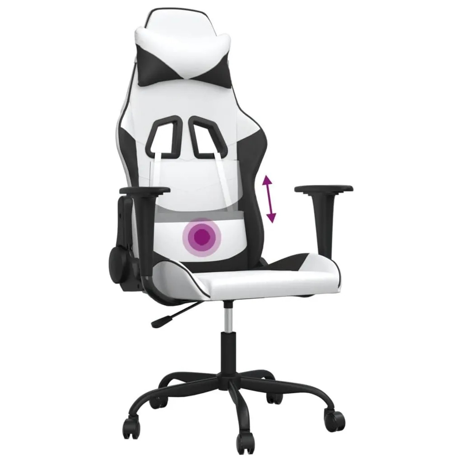 vidaXL Gaming-Stuhl mit Massagefunktion Weiß und Schwarz Kunstleder 345409_7