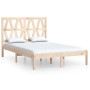 vidaXL Massivholzbett Kiefer, 120x190 cm, mit Lattenrost und Kopfteil im schlichten Design.