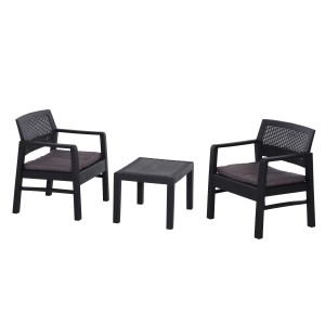 Progarden Balkonset Kraka, 3-teilig, anthrazit: 2 Sessel und 1 Tisch für Lounge-Atmosphäre im Garten.