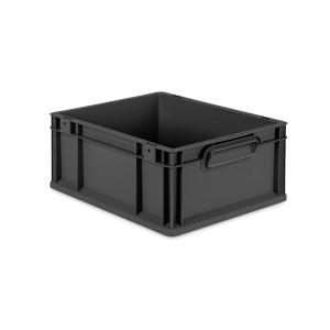 PROREGAL Eurobox Nextgen Grip HxBxT 17x30x40cm 16 Liter Griffe Geschlossen Schwarz Eurobehälter Transportbox Transportbehälter
