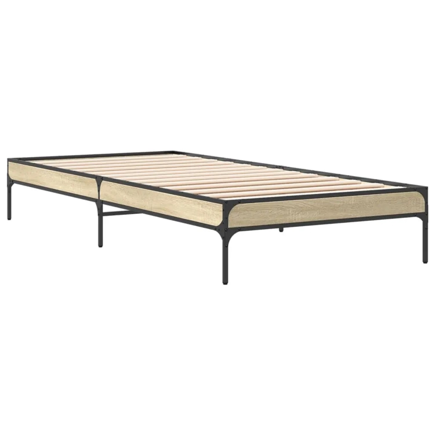 vidaXL Bettgestell Sonoma-Eiche 90x200 cm Holzwerkstoff und Metall 845032 günstig online kaufen