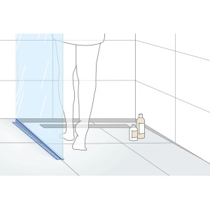 Dural Glas-Gefällekeil Shower-GK Links (98cm) für Glasaufnahme am Boden in Dusche.