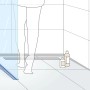 Dural Glas-Gefällekeil Shower-GK Links (98cm) für Glasaufnahme am Boden in Dusche.