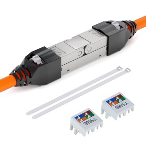 hb-digital CAT 7 Netzwerk Verbinder mit Knickschutz und LSA-Technik, werkzeuglos.