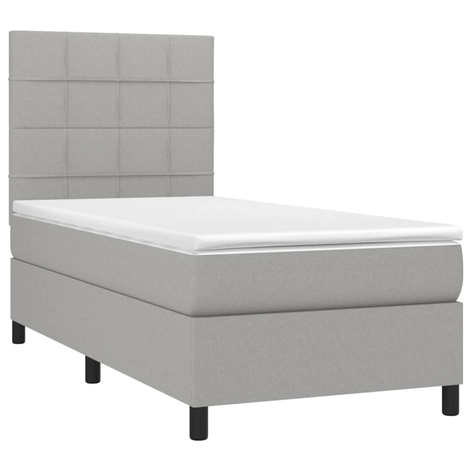 vidaXL Boxspringbett mit Matratze & LED Hellgrau 90x200 cm Stoff 3134845 günstig online kaufen