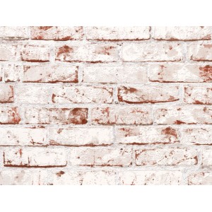 Vliestapete New England Klinker: Tapete in Backsteinoptik mit weiß-roten Steinen.