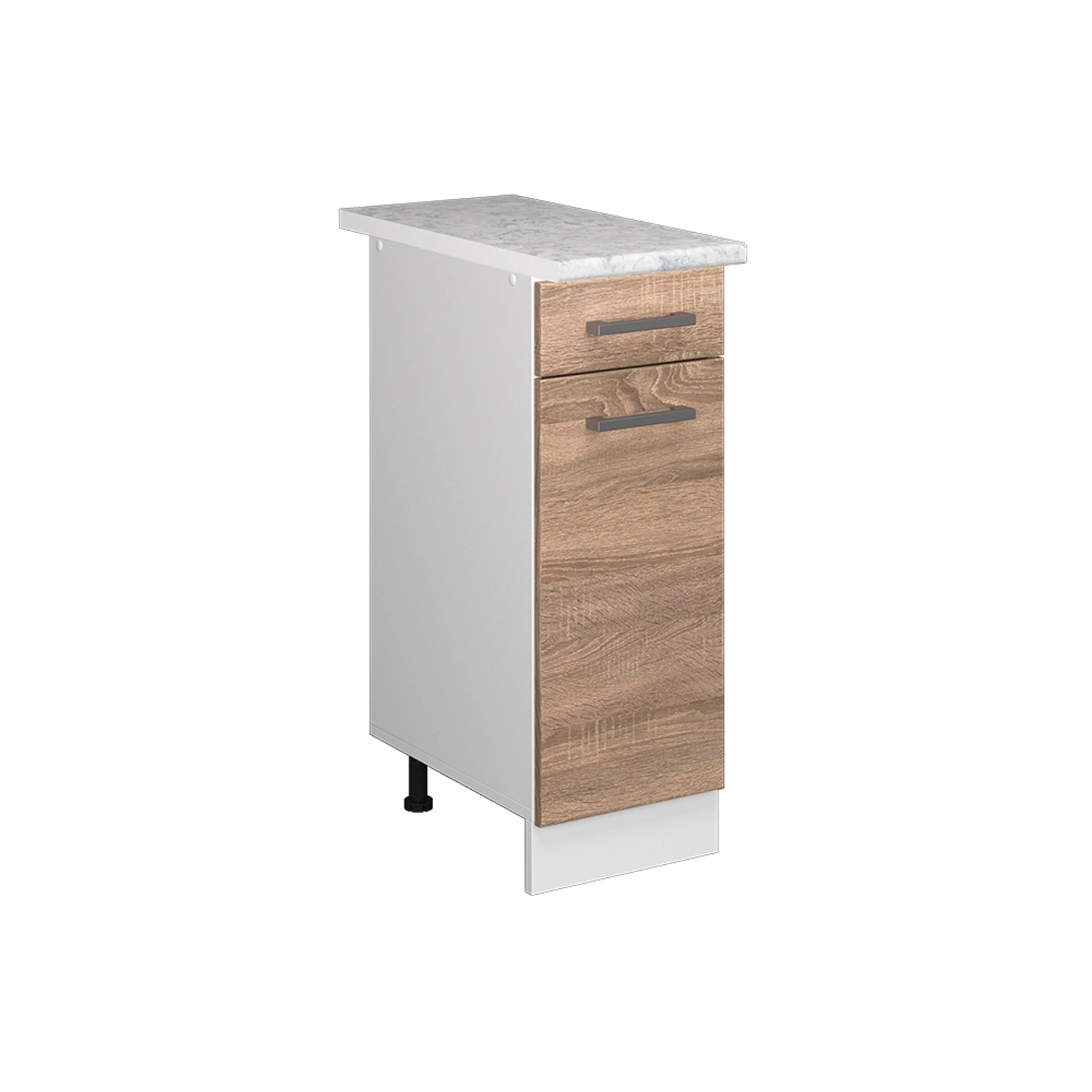 Vicco Küchenunterschrank R-Line Schubladenschrank für die Küche Sonoma/Weiß 30 cm AP Marmor