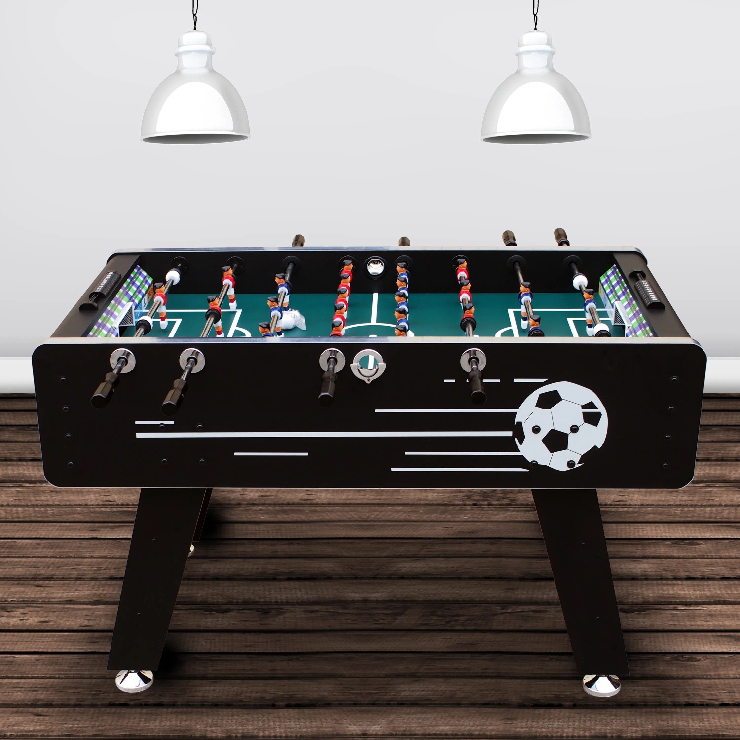 Cougar Arena TS Fußballtisch mit Spielfiguren und Ball auf grünem Feld.