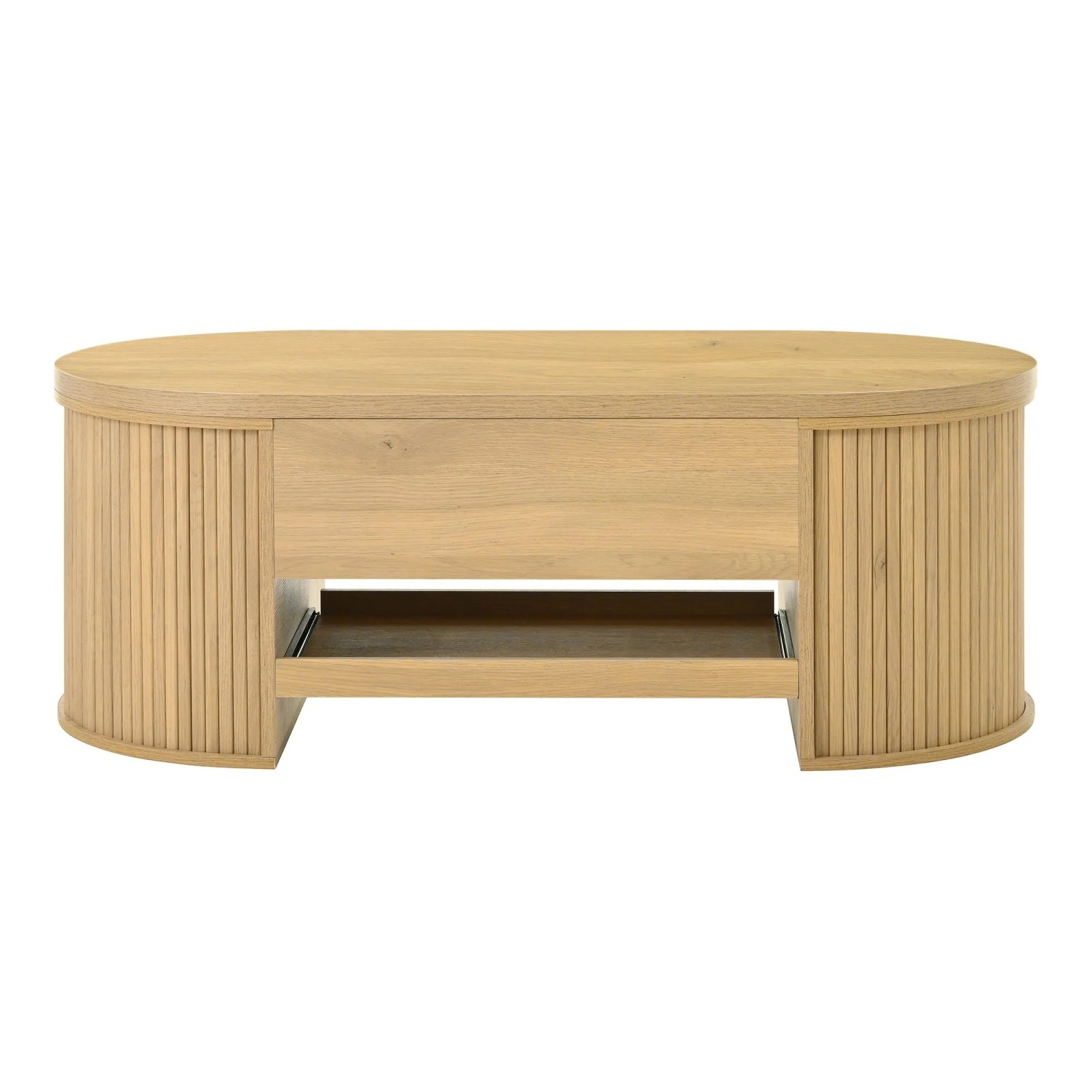 Okwish Couchtisch Anhebbar Mit Gebogenen Holzseiten Wohnzimmermöbel 110 × 56 Cm Natur