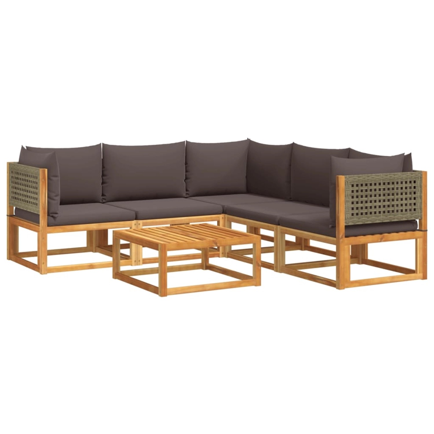vidaXL 6-Tlg Gartensofa-Set mit Kissen Holz Akazie Rattan 3278897 günstig online kaufen