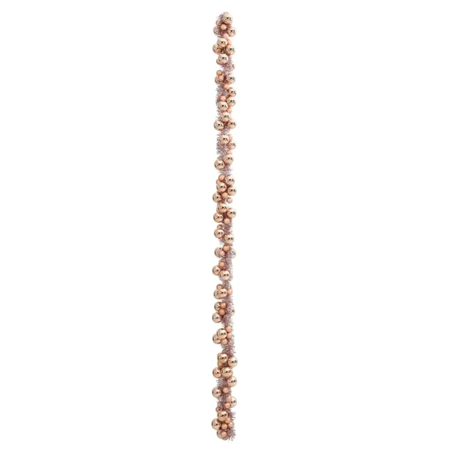 Weihnachtliche Girlande in Rosegold mit Kugeln, 186 cm lang, festliche Deko für Innen und Außen.