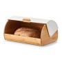 Zeller Brotkasten aus Bambus und Metall, weiß-natur, mit Brotlaib.