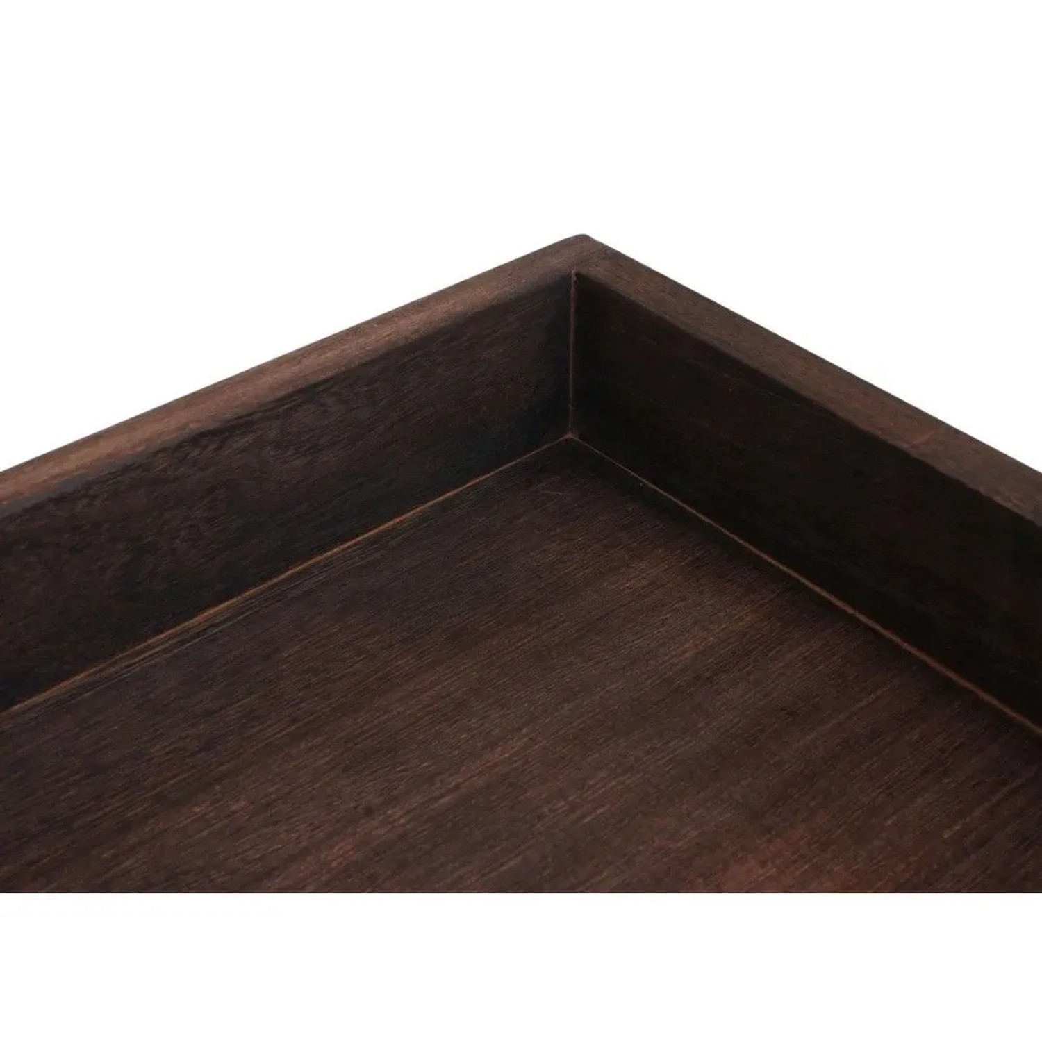 Dunkelbraune Ablagefläche des MCW Regal K71 aus Paulowniaholz mit Holzmaserung und erhöhter Kante.