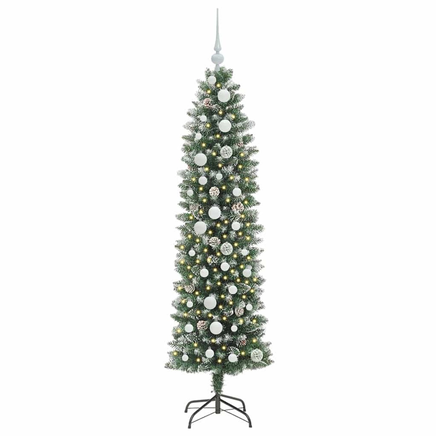 vidaXL Künstlicher Schlanker Weihnachtsbaum Grün und Weiß 150 cm 3395284