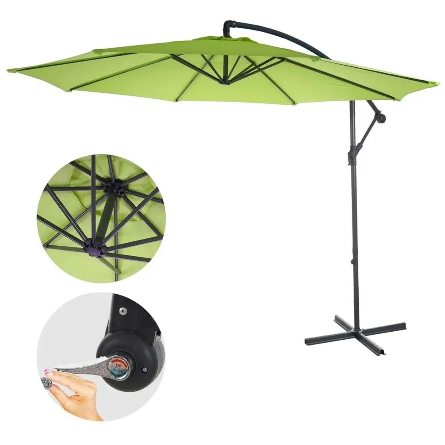 MCW Ampelschirm Terni Ø 3m Neigbar Grün-Lemon ohne Ständer_7