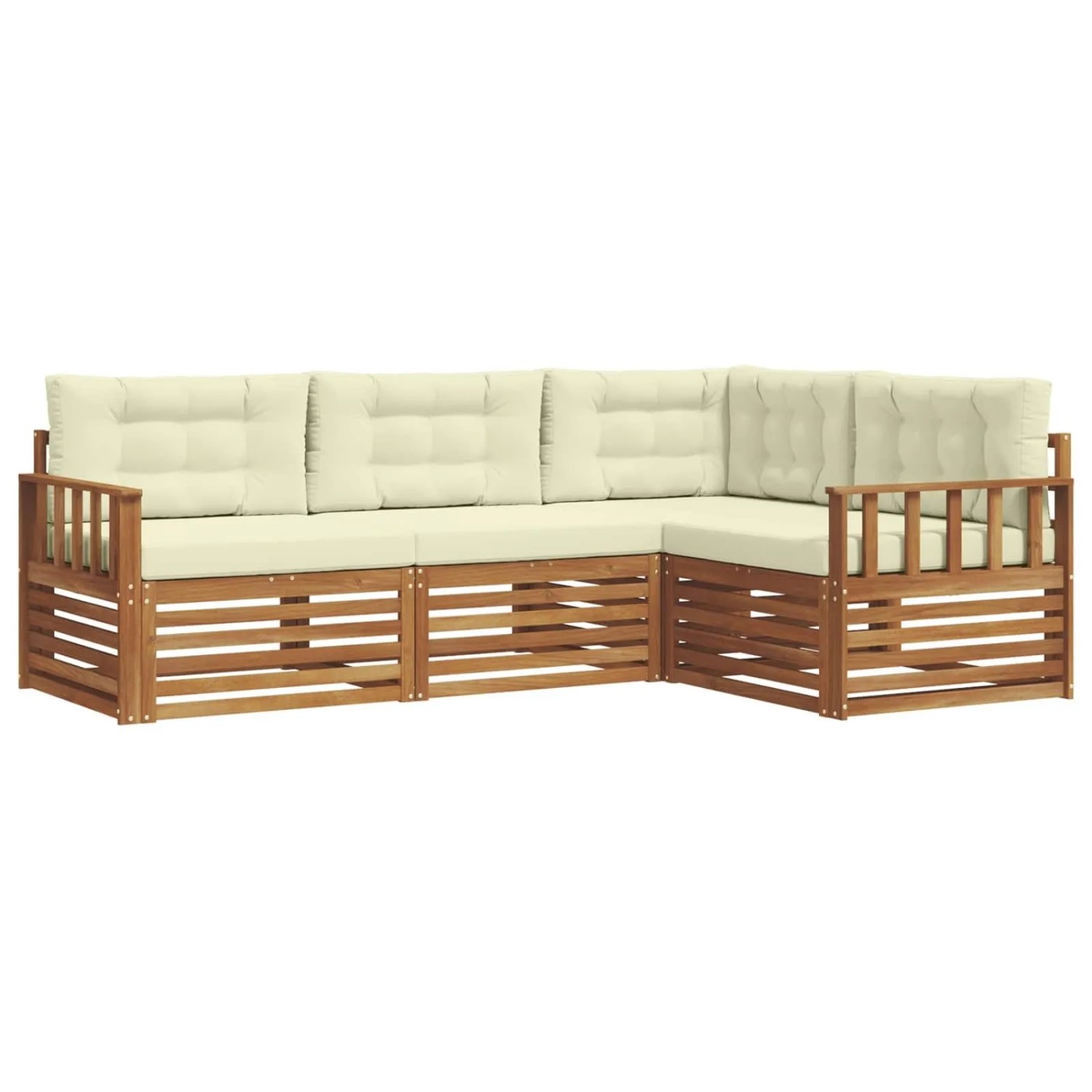 vidaXL Outdoor-Sofagarnitur mit Kissen 4-Tlg Natur und Creme 3373370