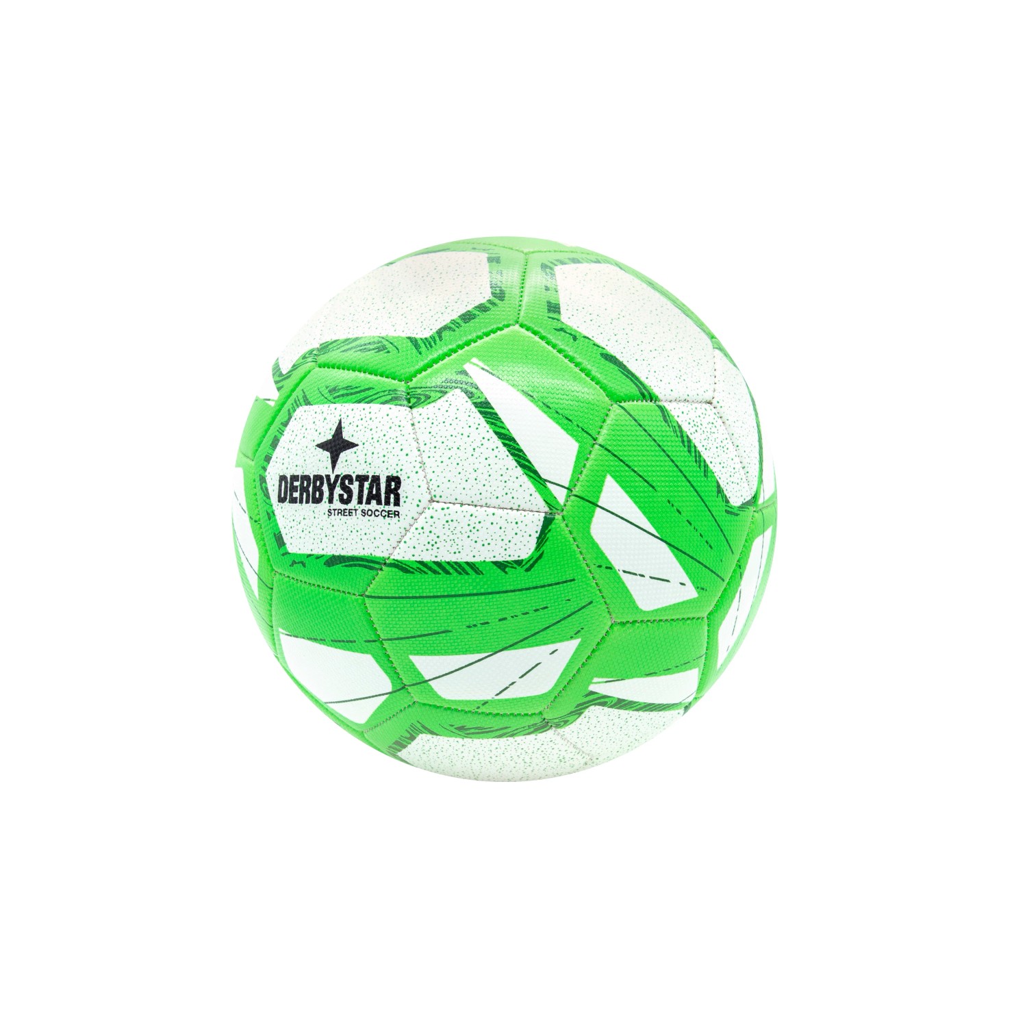 Derbystar Fußball Heimspiel Street Soccer, Größe 5, weiß-grün, ideal für Straßenfußball.