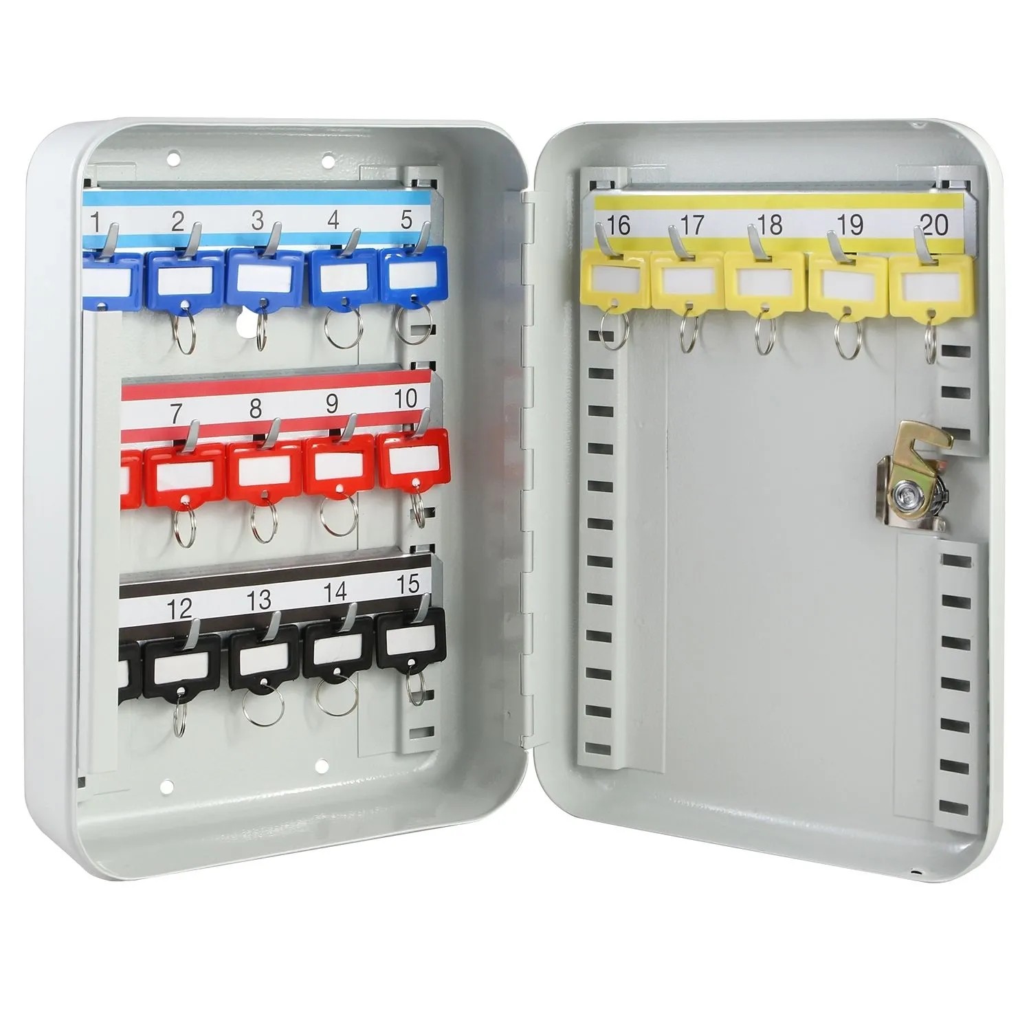 HMF 12520-07 Schlüsselkasten Abschließbar 20 Haken 25 x 17 x 7 cm Lichtgrau