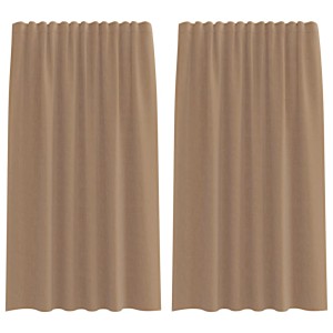 vidaXL Voile Vorhänge mit Stangentaschen 2 Stk Hellbraun 4102222