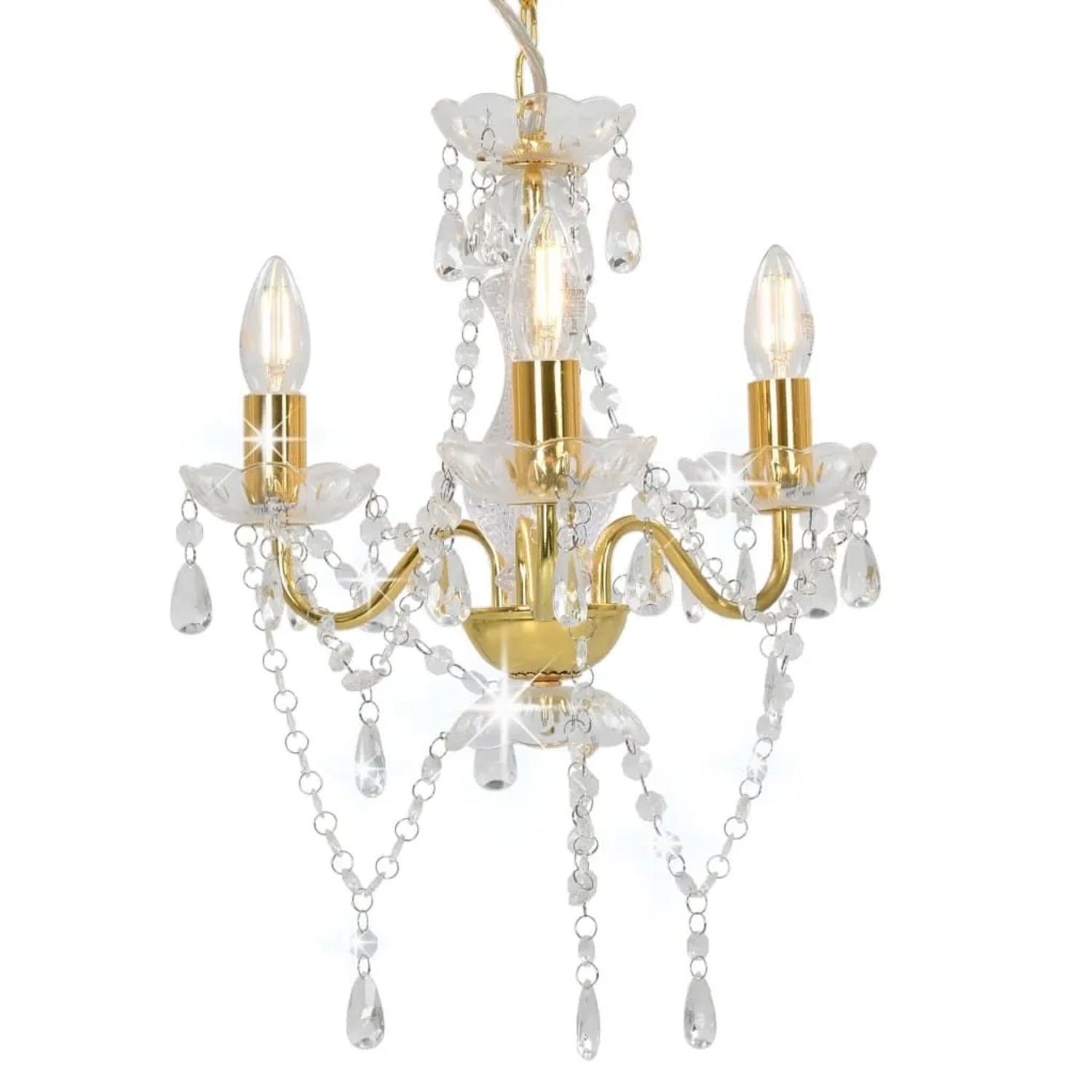 vidaXL Kronleuchter mit Perlen Goldfarben Rund 3xE14 281600