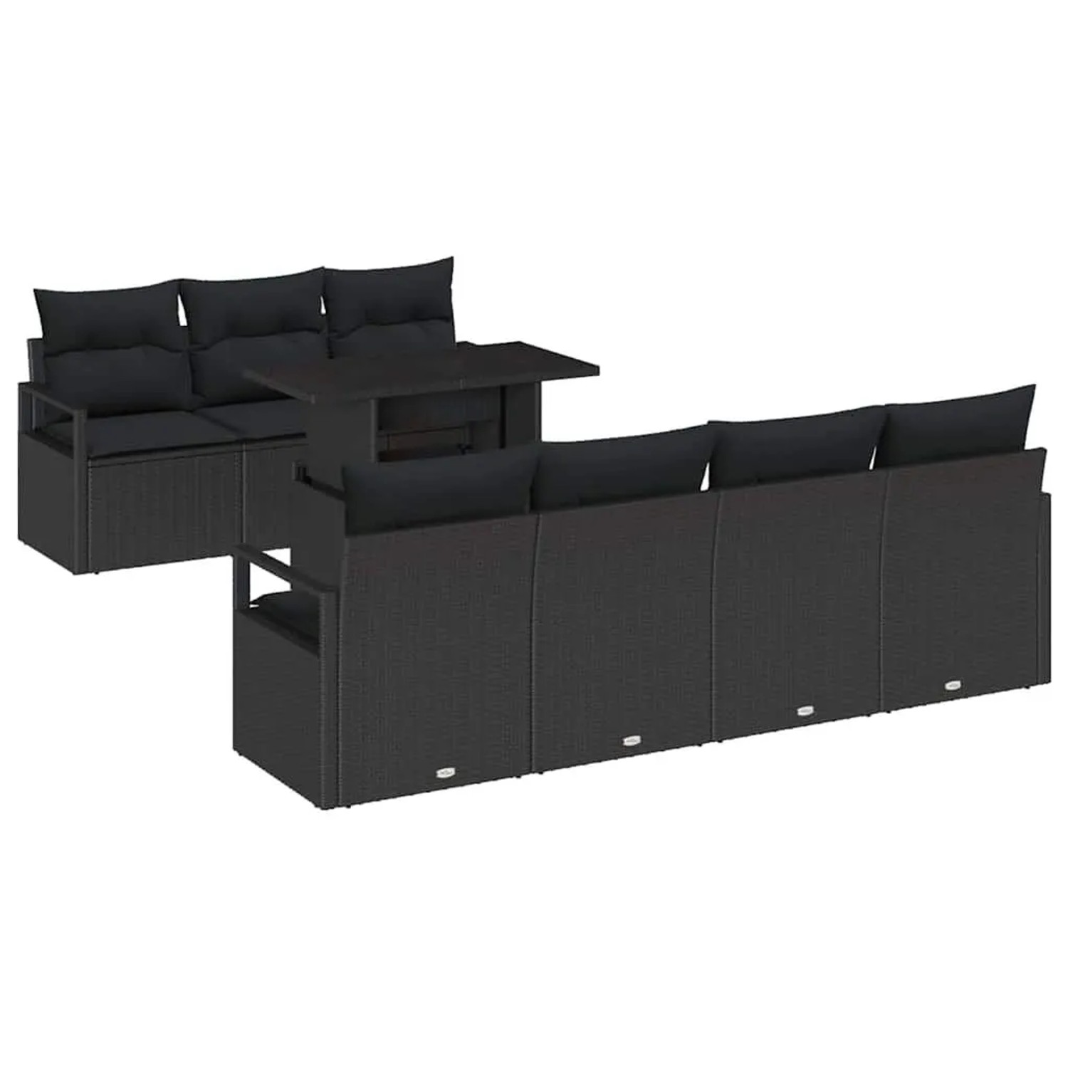 vidaXL Gartensofa-set mit Speicher 8-Tlg Schwarz Poly-Rattan 3348769 günstig online kaufen