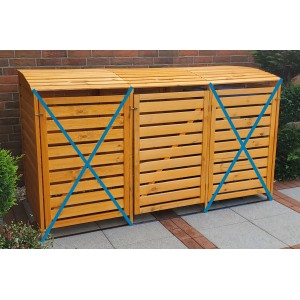 Erweiterung für Mülltonnenbox Vario III in Honigbraun aus Kiefernholz.
