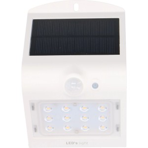Weiße LED Solar-Außenleuchte mit Sensor. Flutlicht für Wandmontage.