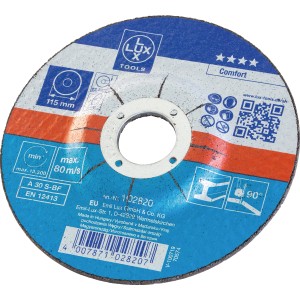 LUX Gewebe-Trennscheibe, 115mm, gekröpft, für Metallbearbeitung mit Winkelschleifer.