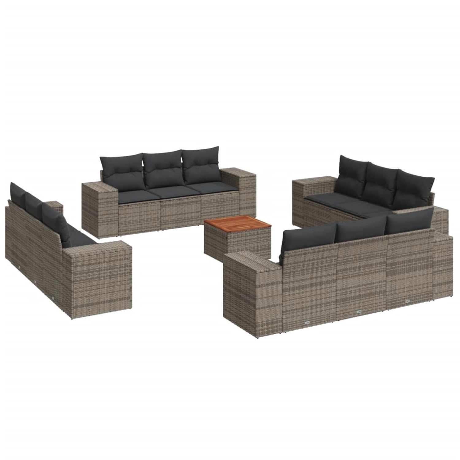 vidaXL 13-tlg Garten-Sofagarnitur mit Kissen Grau Poly Rattan Modell 20 günstig online kaufen