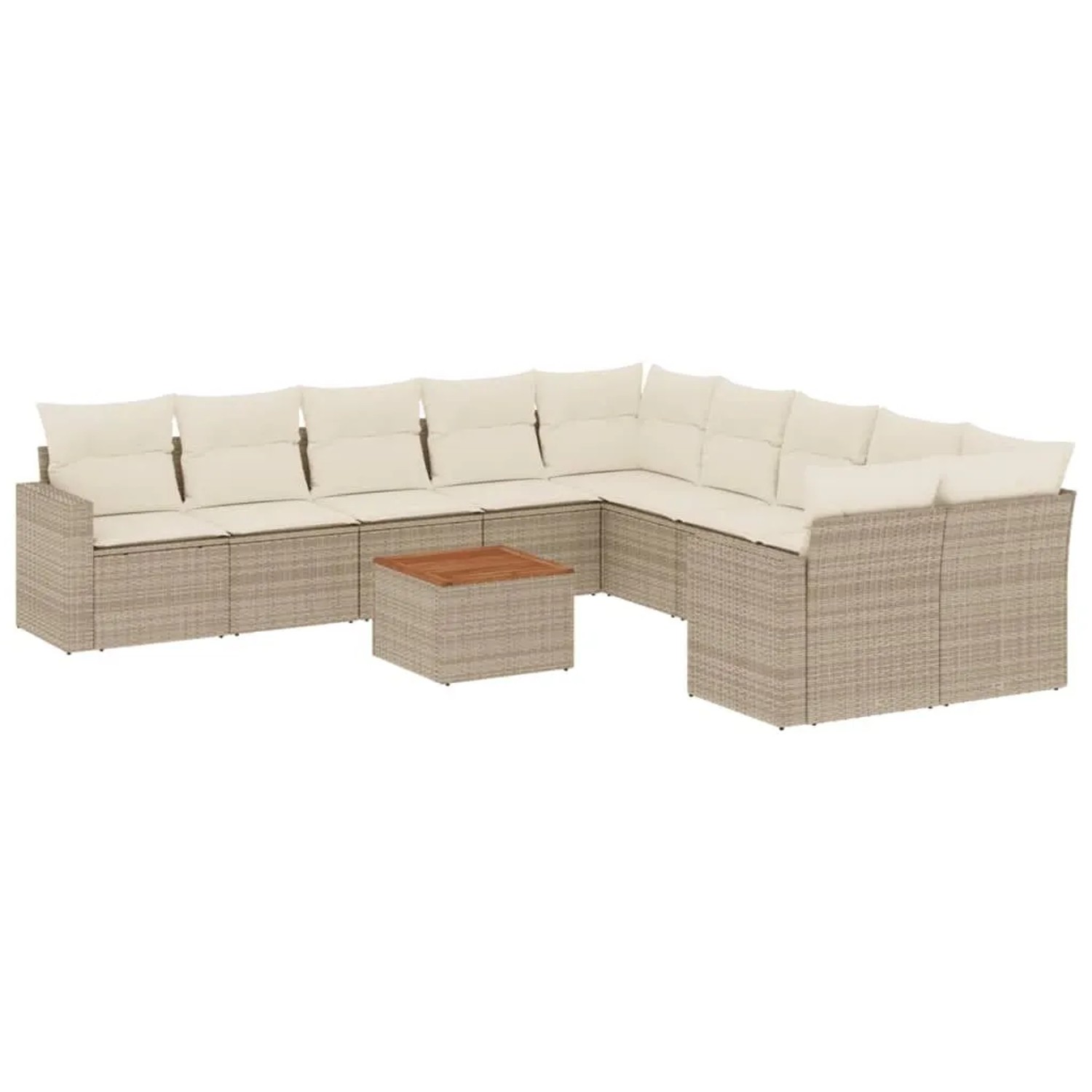 vidaXL 11-Tlg Garten-Sofagarnitur mit Kissen Beige Poly Rattan 3224301