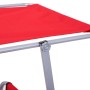 Detailansicht: Rote Outsunny Sonnenliege mit verstellbarem Sonnendach und grauem Metallgestell.