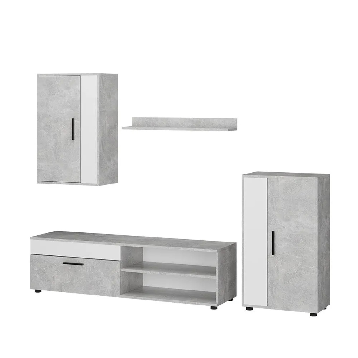 Vicco Wohnwand Berno Beton 140 x 39 4er Set Art Nr 41602
