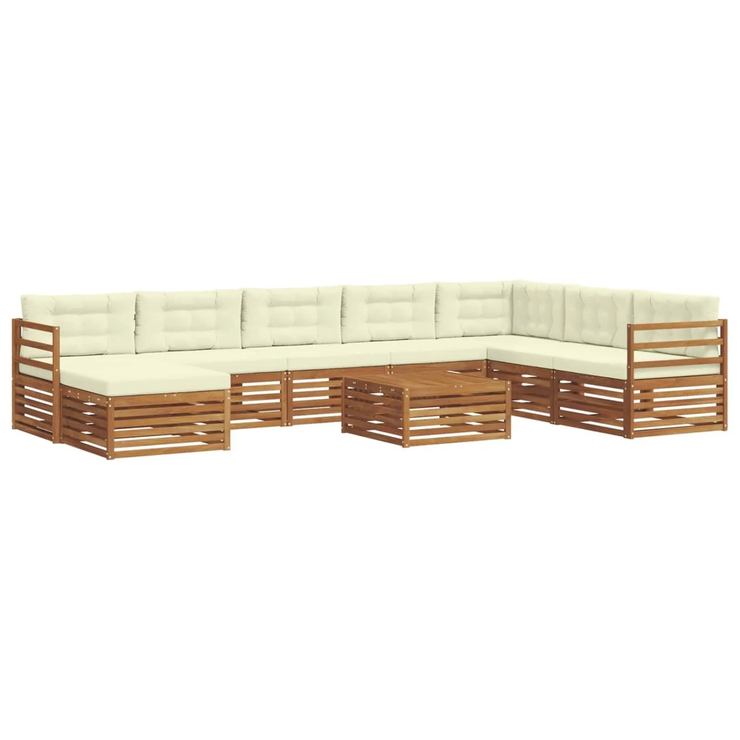 vidaXL Sofagarnituren 9 Tlg Natur und Creme Massivholz Akazie 3373960