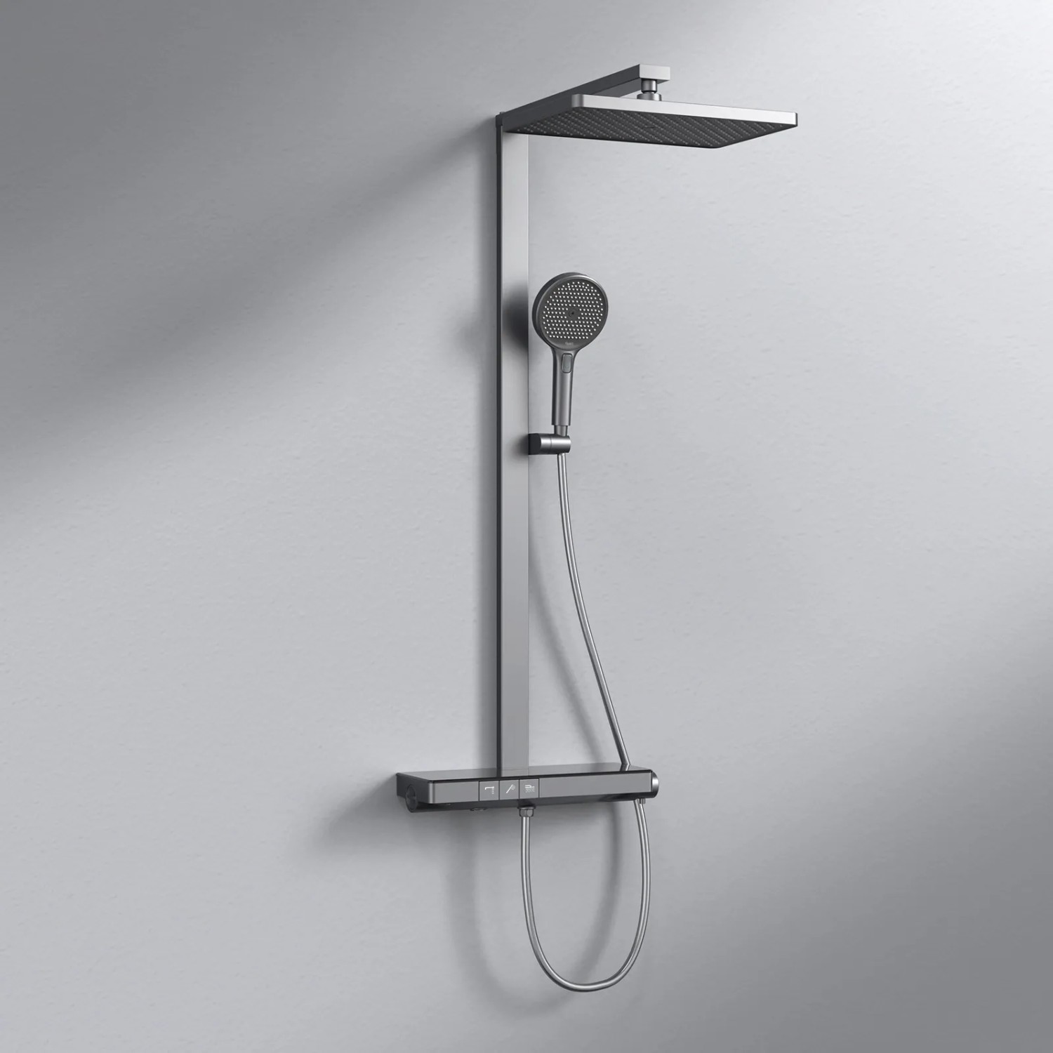 Luxus-Duschsystem Mit Thermostat – Regenfall-Dusche, 3 Massagedüsen & Handbrause, Matt Schwarz, 50,8 X 61 Cm