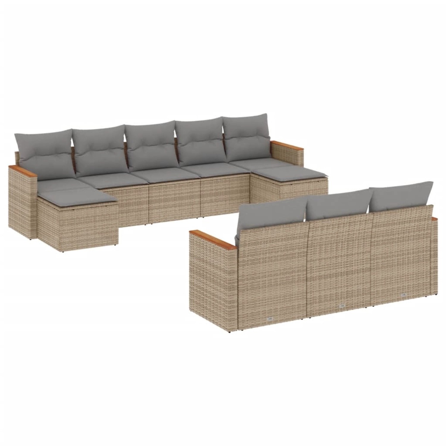 vidaXL 10-Tlg Garten-Sofagarnitur mit Kissen Beige Poly Rattan 3258818 günstig online kaufen