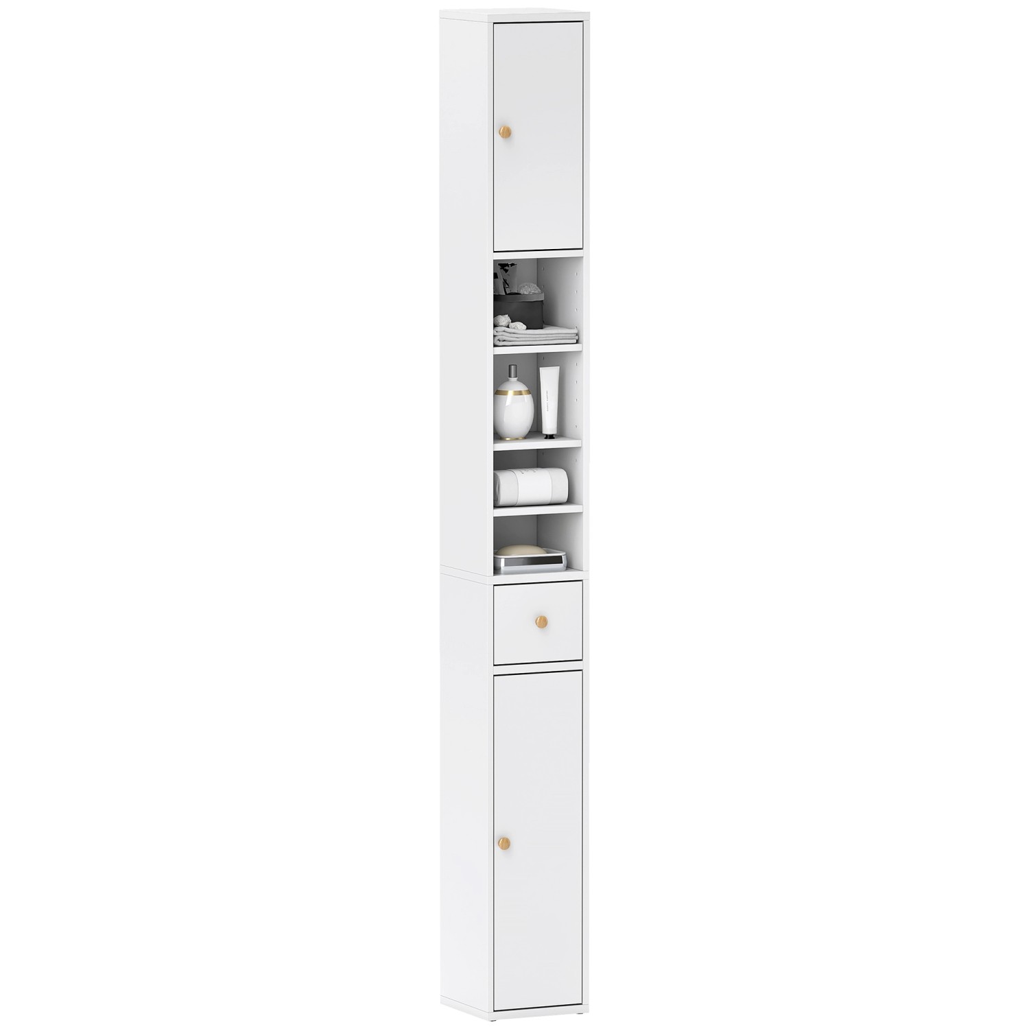 HOMCOM Badezimmerschrank Spanplatte MDF 20L x 20B x 178H cm Weiß