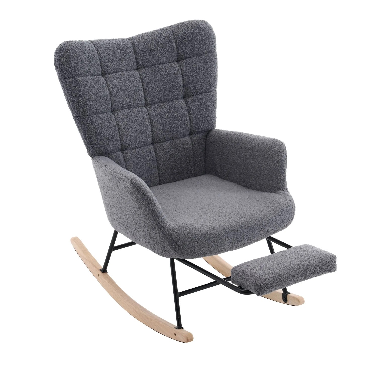 okwish Schaukelstuhl mit Fußstütze Armlehnen Relaxsessel Wohnzimmer 68x88x91cm Grau