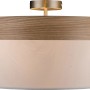 Moderne Globo Deckenleuchte CHIPSY in Nickel matt und Beige mit Holz- und Textil-Optik.