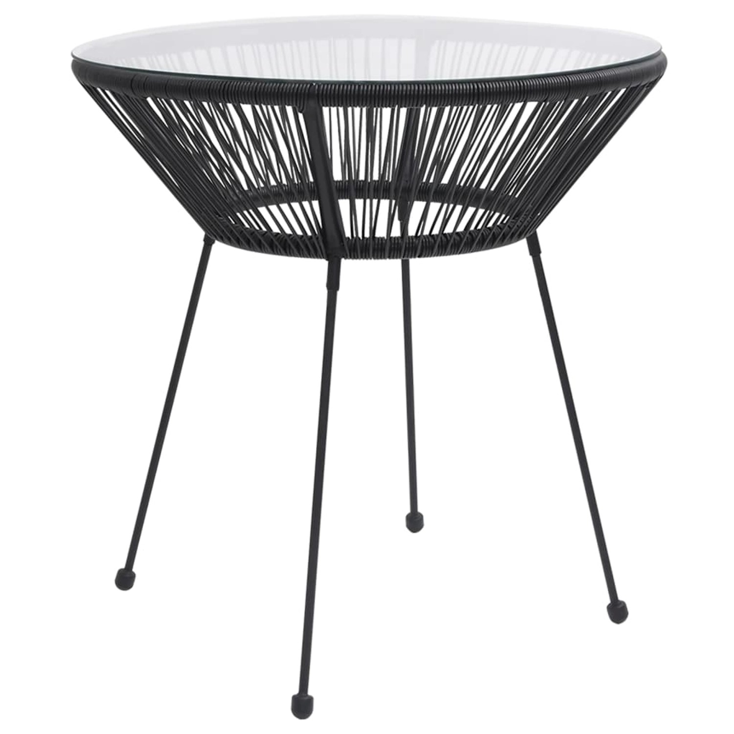 vidaXL Garten-Esstisch Schwarz Ø70x74 cm Rattan und Glas 312165