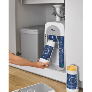 Grohe Blue Filter S-Size wird in ein Grohe Blue Wassersystem eingesetzt.