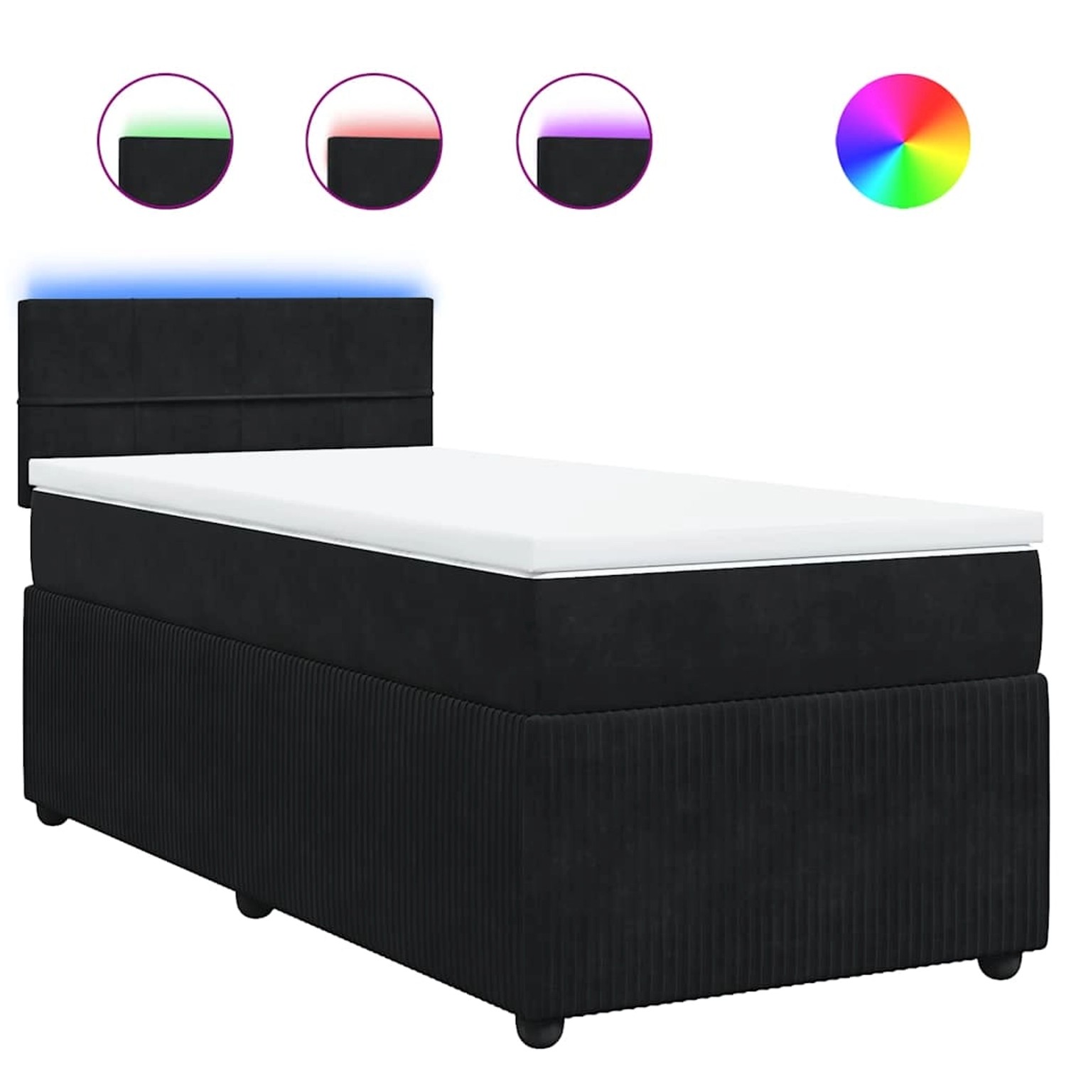 vidaXL Boxspringbett mit Matratze Schwarz 80x200 cm Samt 3289892 günstig online kaufen