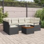 vidaXL Garten-Sofa-Set, 7-teilig, schwarz/weiß, mit Tisch und Polstern für Terrasse oder Garten.