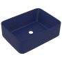 Rechteckiges vidaXL Luxus-Waschbecken aus matt dunkelblauer Keramik. Eleganter Einzelwaschtisch mit Abflussloch.