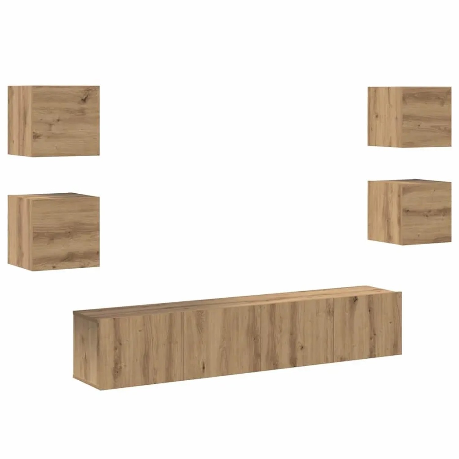 vidaXL TV-Schrankset Wandmontiert 6-Tlg Braun Holzwerkstoff 3393419