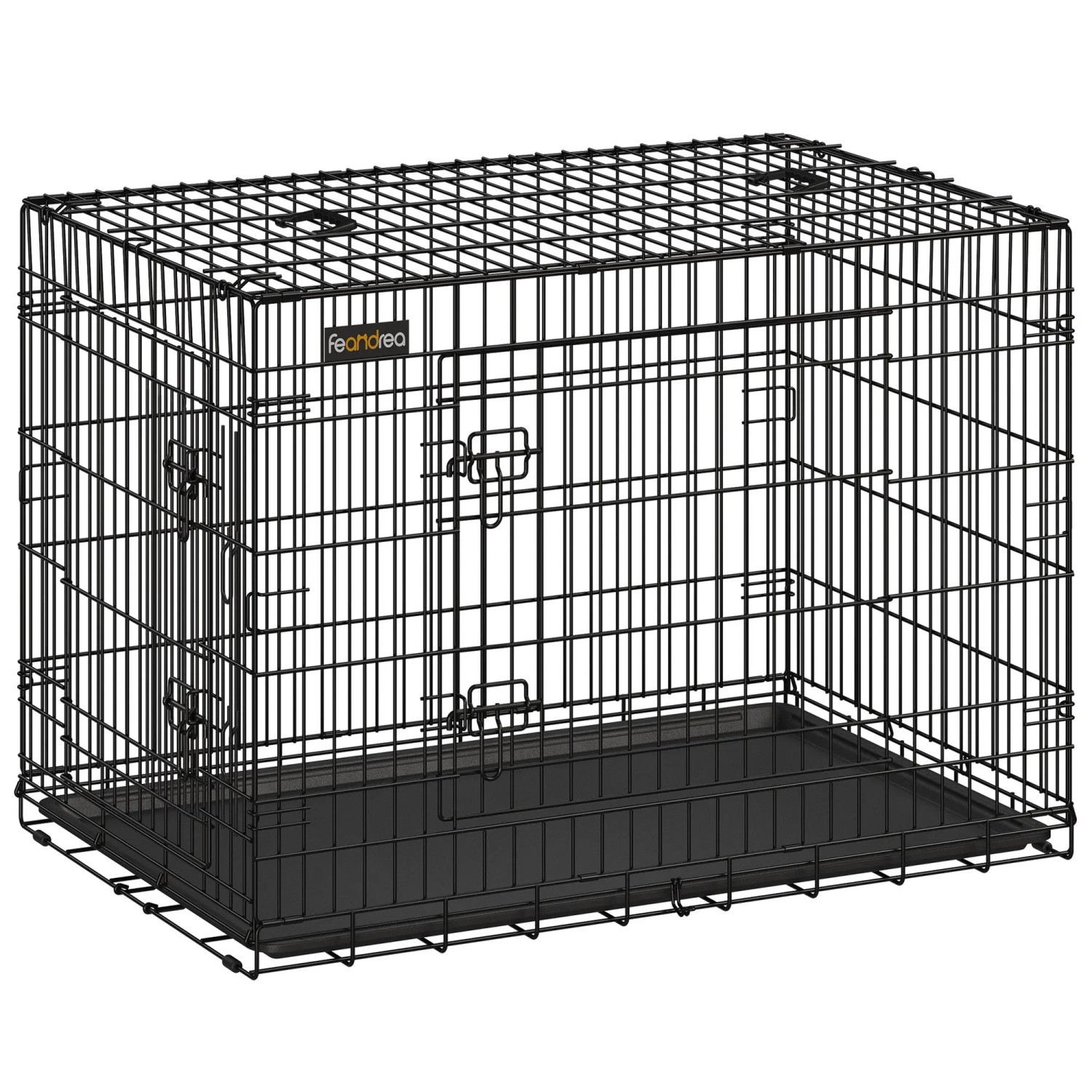 Feandrea Hundekäfig Klappbar 107 cm x 70 cm x 77,5 cm Schwarz