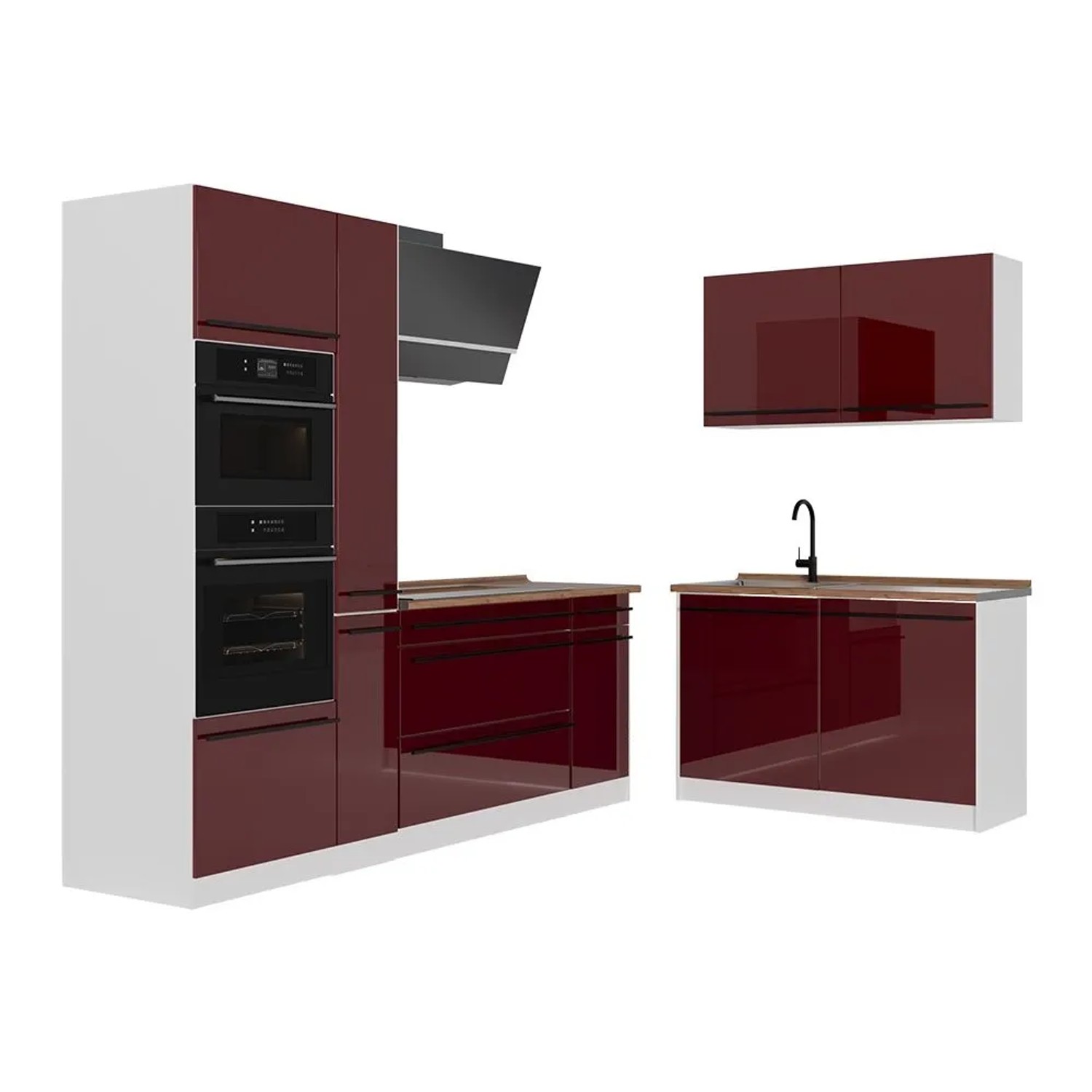 Vicco Eckküche R-Line Rot Hochglanz/Weiß 230 x 207 Arbeitsplatte Goldkraft Eiche Art Nr 66738